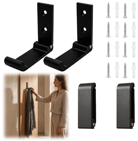 4 Stück Klappbare Kleiderhaken, Garderobenhaken aus Aluminiumlegierung | Um 90° Klapphaken, Tragkraft 10 kg, Geeignet zum Aufhängen von Kleidung, Mitgelieferte Schrauben – Optionale Montagearten