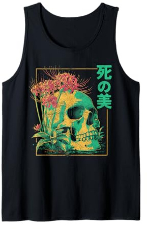 Rosso Ragno Giglio Fiore Cranio Scheletro Anime Giapponese Canotta