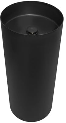 Lavabo de Pie VITTA Negro Ø360 mm | Acero Inoxidable | Altura 850 mm | Incluye Válvula de Latón | Diseño Moderno
