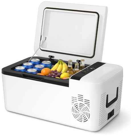 KioGro Kompressor Kühlbox 16L, Mini Kühlschrank Elektrische,-20℃ bis +55℃,12V/24V & 230V Auto Kühlschrank,Tragbare Gefrierschrank mit USB Anschluss und Becherhalter,für Camping Reisen Boot Auto LKW