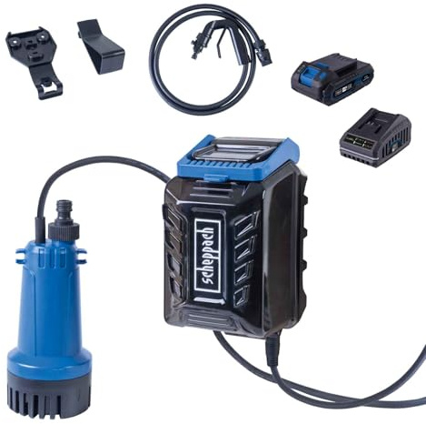 Scheppach C-RBP2000-X - Bomba de agua con batería (manguera de 2 m, caudal de 2000 l/h, presión de extracción de 2 bares, altura de extracción de 20 m, profundidad de inmersión de 1,8 m, serie IXES de