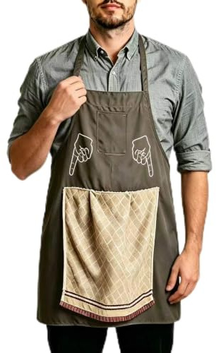 ZFFAFUR Adjustable BBQ Apron for Men – Durable Novelty Cooking Gift with Hidden Stash Pocket & Flip-Open Towel, Perfect for Grilling, Baking, Camping, and Outdoor Kitchen Adventures