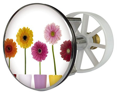 Waschbeckenstöpsel Design Bunte Blumen | Abfluss-Stopfen aus Metall | Excenterstopfen | 38 – 40 mm