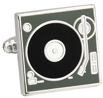 MRCUFF Turntable Record Player DJ Music Pair of Cufflinks in a Presentation Gift Box & Polishing Cloth