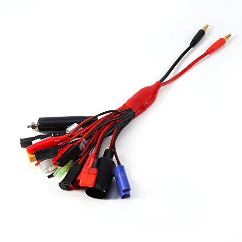 Dilwe 19 in 1 Lipo Ladegerät Kabel, 4mm Bananenstecker auf T-Stecker, XT60, EC3, EC5, Futaba, HXT, Mini, mCP X, Mini Deam T Stecker usw., 19x Stecker Set Kit für RC Akku Lipo usw.
