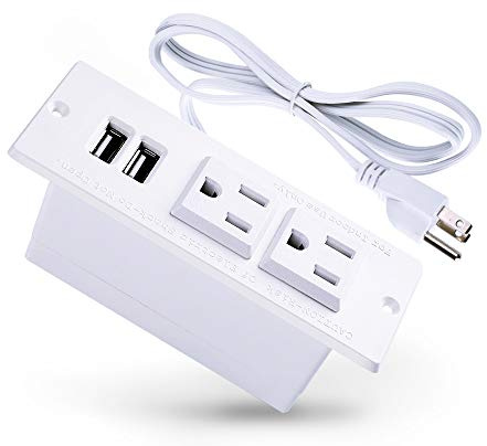 Conference Recessed Power Strip Socket with USB Ports,Table Power Strip,Desktop Charging Station with 2-Outlets and 2 USB Ports