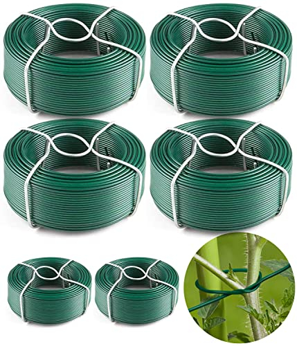 AMAGABELI GARDEN & HOME 1.35MM X 50M X 6PCS Filo di Ferro Plastificato Cavo Metallico Rivestito di Plastica Rotolo di Filo di Ferro Ricoperto di PVC per Giardino WR3 DA103