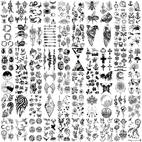 Tatouages Temporaires 60 feuilles - Faux Tatouage étanche Minuscule, Fleurs couronnes étoiles Collection de Papillons Animaux pour Enfants Adultes Hommes et Femmes.…
