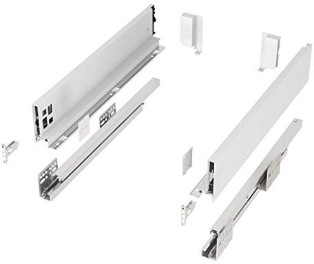 Schubkastensystem JUNKER-SLIM weiß Höhe: 84 mm Tiefe: 450 mm belastbar bis 40 Kg Soft-Close Küchenschublade mit 13 mm schlanken Schubladenzargen
