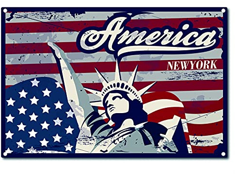 CREATCABIN America Metallo Vintage Targa in Metallo Decorazione da Parete Decorazione per La Casa New York Wall Art Cucina Bar Pub Room Garage Vintage Retro Poster Targa 12 x 8 Pollice