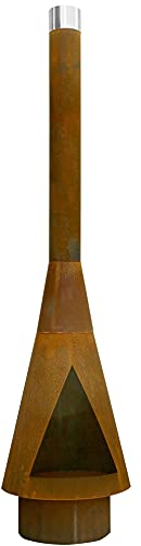 Yerd Gartenkamin Denver XXM 2 Meter 200 cm aus Corten-Stahl inkl. Grill-Rost Set mit Verlängerung