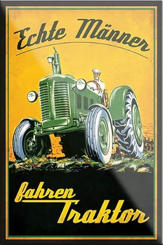 schilderkreis24 – Lustiger Traktor Spruch “Echte Männer Fahren Traktor“ Magnet Deko Kühlschrankmagnet Geschenkidee Bauern Farmer Landwirte Landwirtschaft 9x6 cm