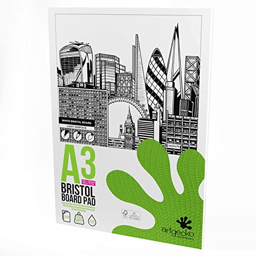 Artgecko Pro White Bristol Board Block A3 Hochformat, 250 g/m², 20 Blatt