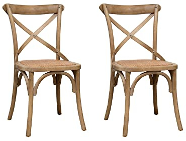 Biscottini 2 Esszimmerstühle Holz landhausstil möbel 84x42x46 cm - Küchenstühle Holz - Rattanstühle esszimmermöbel Vintage - Bistrot Rattan Stuhl - Retro küchenmöbel - Esstisch stühle