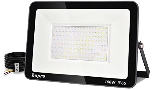 loyal 150W LED Strahler Außen, Superhell 15000LM LED Außenstrahler 6000K Kaltweiß, 120° Ausleuchtung, Hochwertiger Aluminium-Druckguss, IP65 Wasserdicht LED Scheiwerfer für Gärten Garage Flur