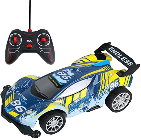 TURBO CHALLENGE - Voiture de Course - Lightning Racer - 097208 - Voiture Télécommandée - Bleu - 1/18 - Batterie Rechargeable et Piles incluses - Plastique - À Partir de 3 Ans