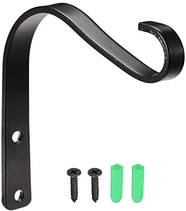 YOKIVE 2 Pcs Wall Mounted Hook, Hanger Bracket with Mounting Screws Hanging Plant Lantern, Great for Office, Home, Daily Use (Black, 5-Inch)