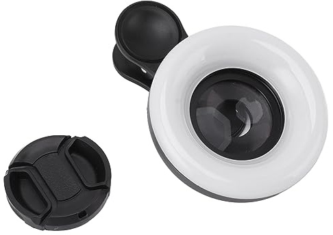 Focket Handy-Fill-Licht mit 15X Makro-Objektiv, Makro-Objektiv für IOS für Android Smartphone mit Mini-Clip-Ring-Licht, 3 Farbe Temp Dimmen tragbare wiederaufladbare Selfie-Ring-Licht