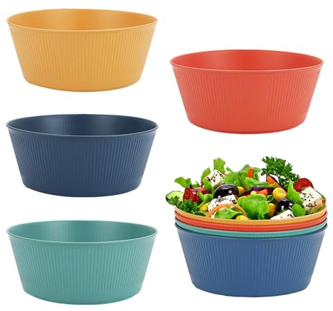 4 Pcs Zuppiera Insalatiera Infrangibili Zuppiera Ciotole da Dessert Ciotola per Zuppa Grandi Ciotole di Plastica Riutilizzabili Ciotole Leggere di Grande Capacità Lavabile in Lavastoviglie Multicolore