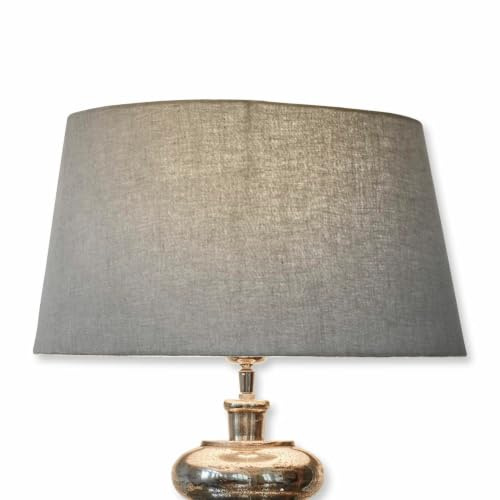 LOBERON Lampenschirm Boffas, für Tisch- oder Stehlampen geeignet, weite Öffnung, passend für E27-Fassungen, Wohn-Accessoire, Eisen, Leinen, taupe