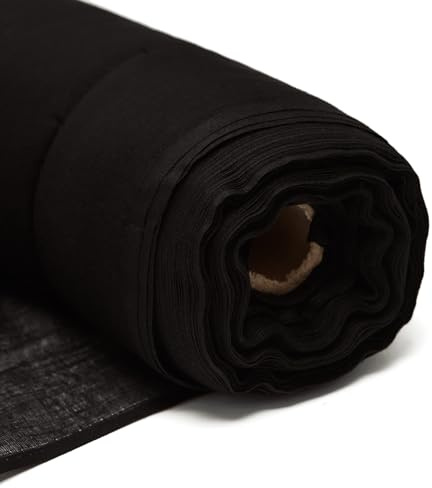 Estopilla de muselina de algodón – 51 pulgadas 55 g/m², 130 cm de ancho – Paño de algodón para colar, coser, bordar, artículos de bebé, cocinar (negro, 5 metros)