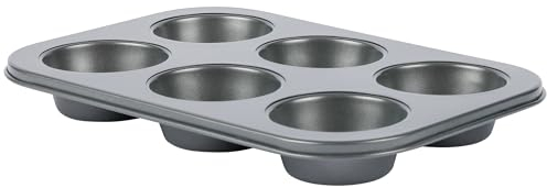 axentia Set di 2 stampi per muffin, piccoli per 6 muffin, teglia da forno per muffin, 29 x 18 cm, antiaderente, in acciaio al carbonio, stampi per cupcake, teglia per muffin