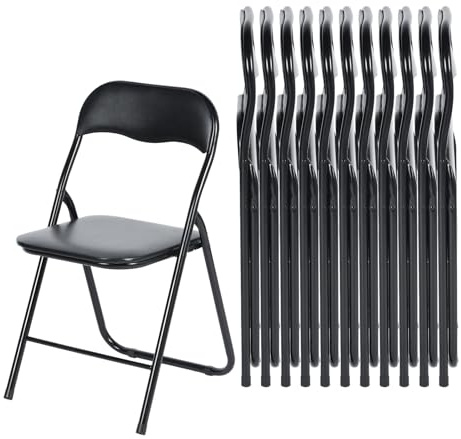 LuxNook 12 Stück PVC Klappstuhl klappstuhl mit Polster Starker Metallrahmen Campingstuhl Faltbarer Stuhl Bürostuhl Platzsparender Schreibtischstuhl für Gast, 150kg belastbar