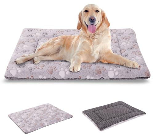 BVAGSS XH079 Minnesskumsäng för små och medelstora hundar, vändbar hundmadrass, tvättbar husdjursmadrass (106,7 x 71,1 x 4,1 cm, grå tass)