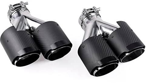 YZITSRQ Für Einlass 63mm Dual Carbon Fiber Auto Universal Auspuffspitze Doppel Endrohre Schalldämpfer Tipps Schwanz Kehle Endrohr Auspuffanlage Auto Auspuff System Schalldämpfer Endrohr