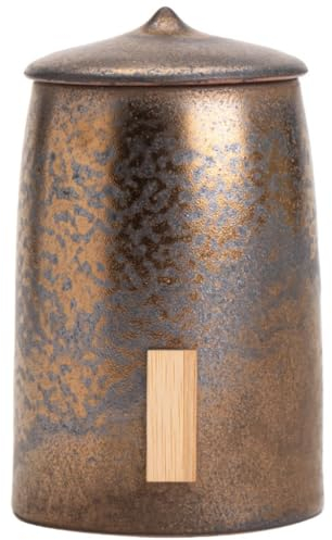 Sealed Tea Caddy Chinese Retro Gilt Iron Glaze Bamboo Hat Tea Can Large Capacity Ceramic Tea Storage Tea Can Household Sealed Can Tea Jar with Lid(Color:A)
