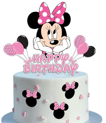 Ctxtqtdt 10 Stück Minie Mouse Tortendeko Nicht Essbare Kinder, Kuchen Deko | Cake Topper aus Papier Jungen Mädchen, Happy Birthday Topper, Geburtstag Party Supplies