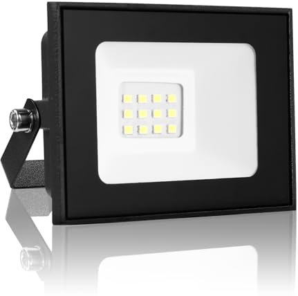 Hondony 10W Focos Led Exterior 6500K IP66 Impermeable Proyector Led Exterior, Blanco Floodlight para Casa, Garaje, Patio, Terraza, Campo (10W, 6500K)
