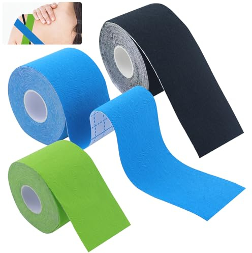 3 Rollen Kinesiotapes, Kinesiologie Tape, Kinesio Tape, Tape Sport, Kinesiology Tape, Wasserfest Kinesiotapes Muskelband für Muskelunterstützung, Knieschmerzen, Ellenbogen und Schulter (5m x 5cm)