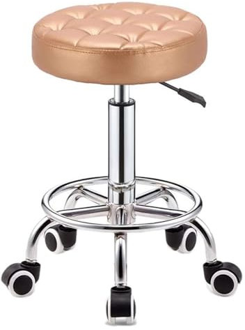 TAIPINGOZ Arbeitshocker, Bürohocker, Rollhocker, Rollhocker, verstellbar, for Entwurf, Massage, Spa, Rollhocker for Salon(Golden)