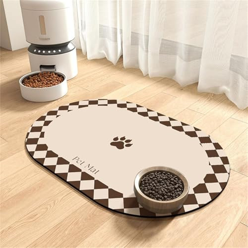 Hearda Futtermatte Hund Saugfähig, Oval Katzen Futternapf Unterlage Napfunterlage Hund Schnelltrocknend Futternapf Matte rutschfest Haustier Futtermatte Unterlage Katzennapf (30x40cm)