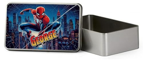 Personalized Gaming Art Print,Gift for Boys – Custom Superhero Design, Portable Metal Tin Box, Storage Box. (Rectangular)