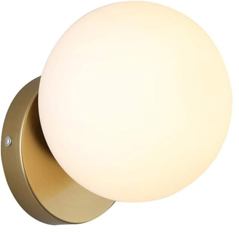 Lampada da parete Sconce da parete in vetro Lampada da parete for interni con paralume a globo bianco, lampade da parete con montaggio a incasso,Lampadari