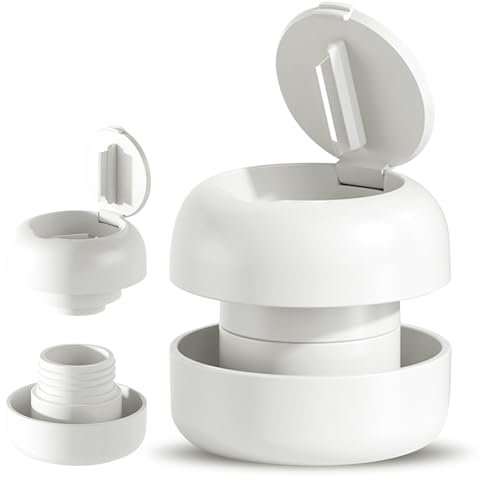 Dzmuero Taglia Pastiglie, Taglia Pillole di Precisione, Portatile Tagliapillole 2 in 1, Taglia Pillole Multifunzionale per Compresse Piccole e Grandi, per Viaggi e Uso Quotidiano (bianco)
