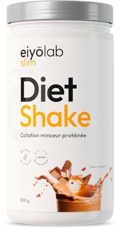 DIET SHAKE | Collation Minceur Protéinée | L-Carnitine pour l’Activation des Graisses | Probiotiques et Psyllium pour la Digestion | Vitamines et Minéraux | Pauvre en Sucres | 500g Vanille | Eiyolab