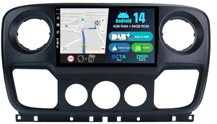 BXLIYER Dab intégré - Autoradio Android 14 IPS pour Renault Master/Opel Movano/Nissan NV400 (2010-2021)- Carplay sans Fil Android Auto - 4G + 64G - Caméra + MIC - 10,1 Commande au Volant WiFi