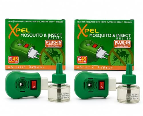 Plug-in Mosquito Repellent & Insect Killer for Home & Travel | Odourless Tropical Formula | Up to 45 Nights per Refill | 2 Pack (2 Devices + 2 Refills)