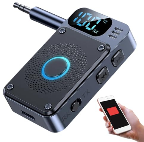 Wireless Receiver,Wireless FM Transmitter | Digital Display 3.5mm Audio Converter Receiver for Headphones Smartphones Tablets Computers Trucks Teens Travel