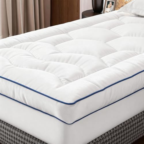Microfaser Matratzen Topper 90x200x8cm, Weicher Matratzenschoner, Matratzentopper mit Taschen, Mattress Topper für Harte Matratze,Boxspringbetten, Gästebett & Schlafcouch