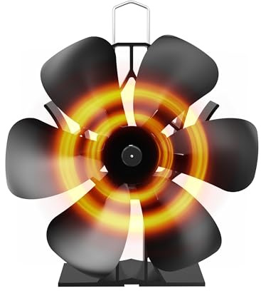 TITECK Ofenventilator Kaminventilator, Ofen Ventilator ohne Strom, Wärmebetrieben, Leiser Kaminlüfter mit 6 Flügeln, Kamin Ventilator für Kaminofen/Holzofen/Holzkamin/Effiziente Wärmeverteilung