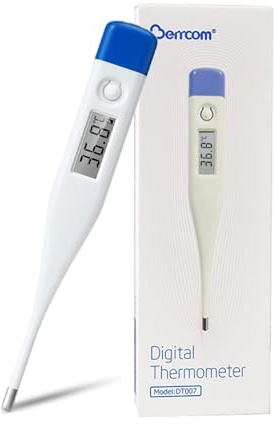 Berrcom Digital Thermometer for Adults and Babies Oral, Underarm and Rectal Medical Thermometer for Fever Kids with Fever Alarm and °C/°F Switch