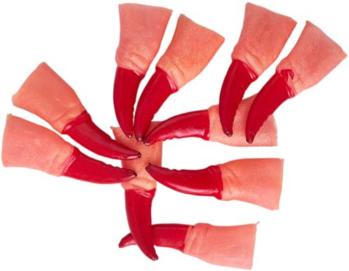 GORGECRAFT 10 garra de Bruja para Dedos Uñas Postizas Rojas para Cosplay Puntas de Dedo Pequeñas Anillos de Garra de Flecha Disfraz para Fiesta de Halloween Terror para LAPR Gótico Vampiro Zombi