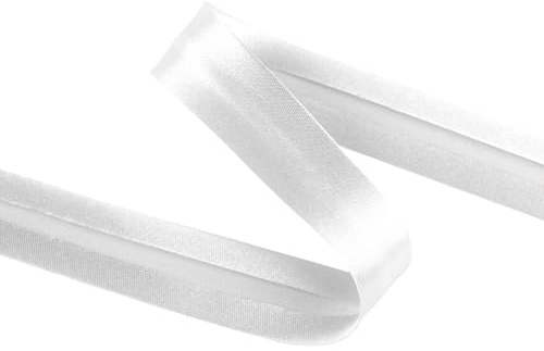 cyclingcolors 1x Schrägband aus 100% Polyester Breite 20 mm Länge 25 m Hochwertiges Einfassband Baumwollband Schrägband Ideal zum DIY, Weiß