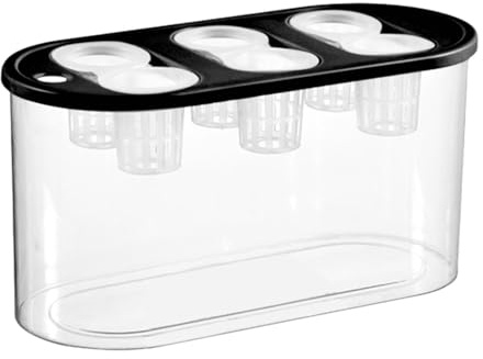 PawwJoy Jardinière hydroponique transparente à 6 trous pour la maison, les légumes, le jardinage d'intérieur - 30,4 x 15,1 x 13 cm - Noir