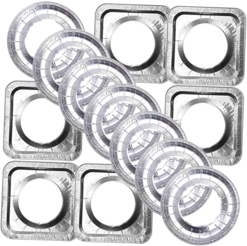 Veemoon 20 pièces Protège-gazinière Aluminium Épais Tapis Anti-huile Réutilisables pour Brûleurs de Cuisinière à Gaz Protection Facile à Nettoyer pour Plaques de Cuisson