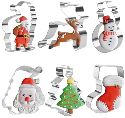 YOFDAL 5 Pezzi Natale Formine per Biscotti, Tagliabiscotti in Acciaio,Forma Natalizia Creativa, Decorazione per Torte Fai da Te, Uso Domestico